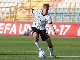 Deutschlands Nelson Weiper traf gegen Israel zur Führung. Deutschlands Nelson Weiper traf gegen Israel zur Führung.