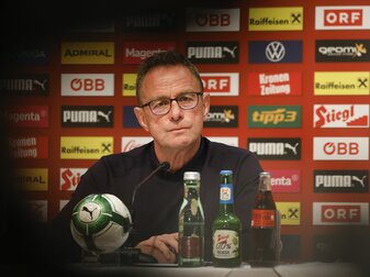 Ralf Rangnick, neuer ÖFB-Teamchef, aufgenommen auf einer Pressekonferenz.