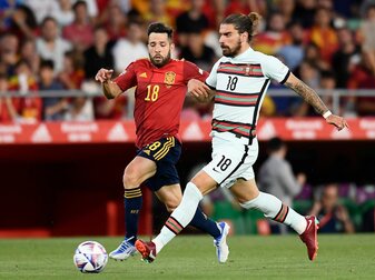 Spanien und Portugal trennen sich zum Auftrakt der Nations-League-Saison unentschieden. Spanien und Portugal trennen sich zum Auftrakt der Nations-League-Saison unentschieden.