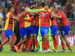 Die Spieler von Costa Rica feiern den Einzug in die WM-Endrunde.