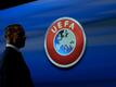 Aleksander Ceferin, UEFA-Präsident, nimmt nach einer Sitzung des UEFA-Komitees für Vereinswettbewerbe an einer Pressekonferenz teil.