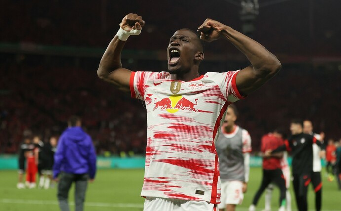 War das Pokalfinale Mukieles letztes Pflichtspiel für RB Leipzig? Foto: Martin Rose/Getty Images