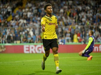 Adeyemi konnte in seinem ersten Pflichtspiel für den BVB gleich treffen. Foto: Sebastian Widmann/Getty Images Adeyemi konnte in seinem ersten Pflichtspiel für den BVB gleich treffen. Foto: Sebastian Widmann/Getty Images